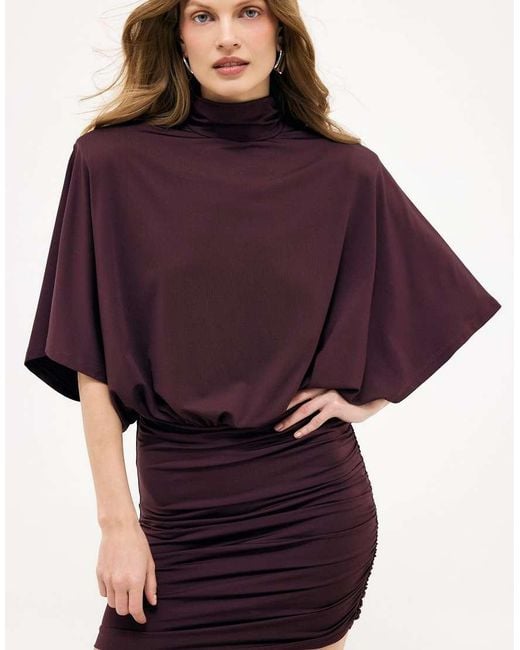 NA-KD Purple Draped Jersey Mini Dress