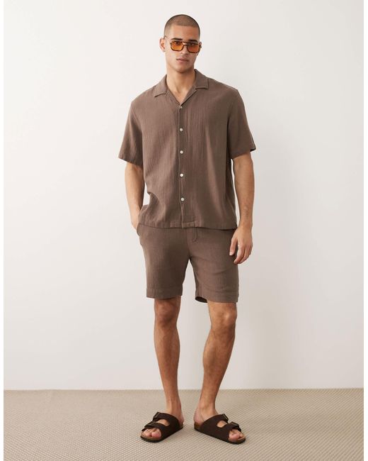Chemise d'ensemble texturée - marron SELECTED pour homme en coloris Brown