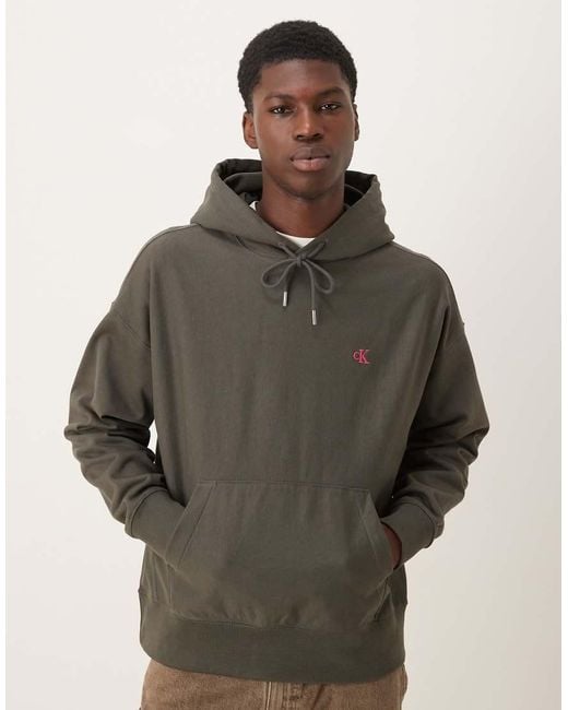 Calvin Klein Brown Jeans Premium Terry Small Logo Hoodie for men