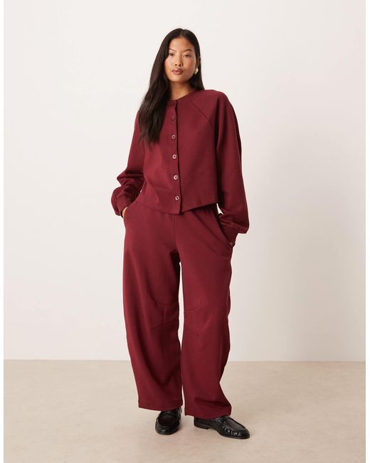 ASOS Red Asos Design Petite Interlock Barrel Leg jogger
