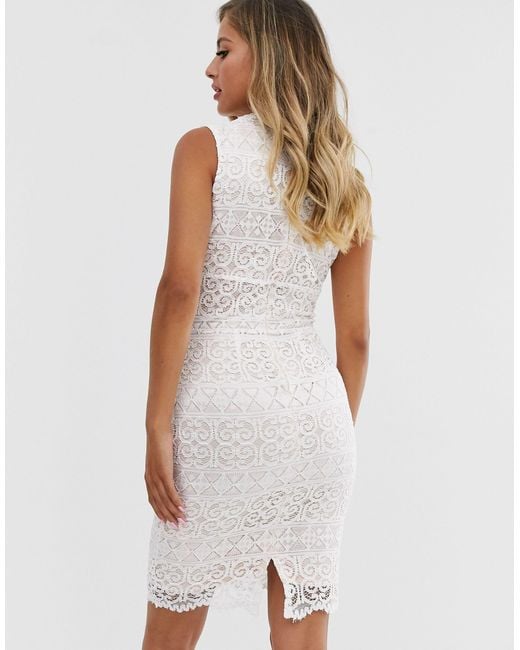 lipsy wrap front high neck midi dress in floral print