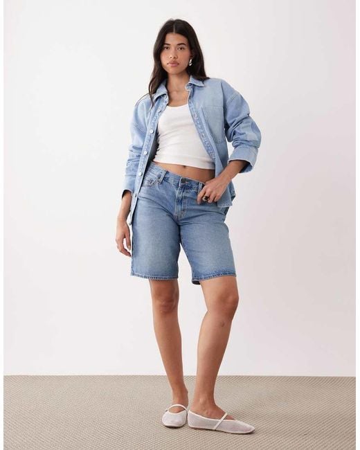 ASOS Blue Oversized Patchwork Denim Shacket
