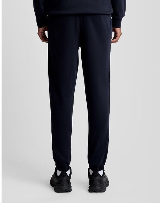 Lyle & Scott Blue Mid Bottoms Jacquard Tape Joggers for men