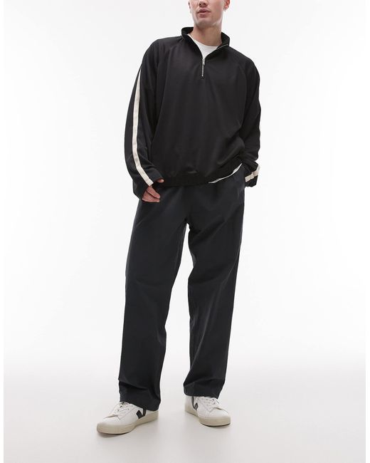 ARKET Black Tech Nylon Relaxed Trouser With Drawstring Waist for men