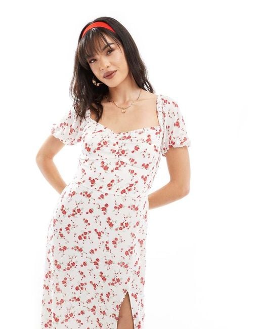 Hollister White Floral Midi Dress