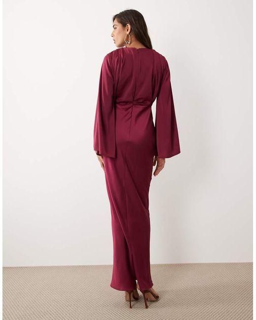 ASOS Red Fluted Sleeve Draped Maxi Dress