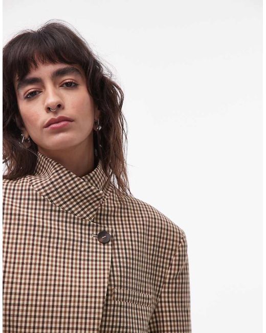 ASOS Natural Funnel Neck Wrap Blazer