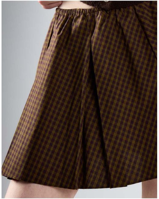 Glamorous Brown Plaid Pleated Mini Skirt