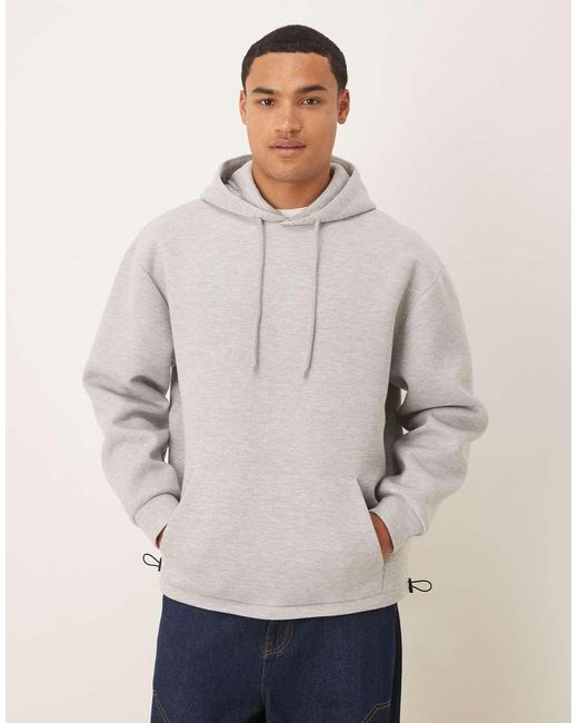 ASOS Oversized Hoodie Met Vaste Zoom En Trekkoord Van Zware Stof in het Natural voor heren