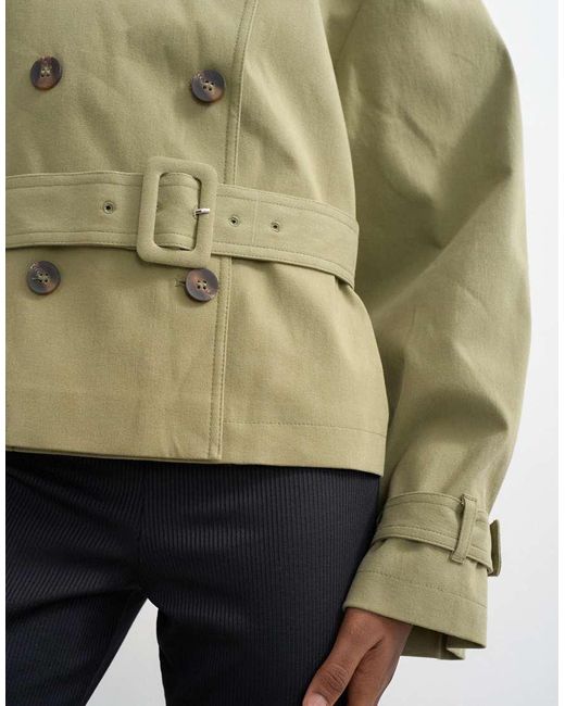 TOPSHOP Metallic Cropped Funnel Neck Trench