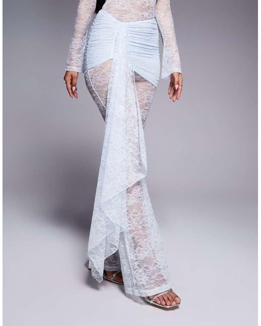 Wanderdoll Blue Exclusive Jamie Lace Drape Detail Jumpsuit