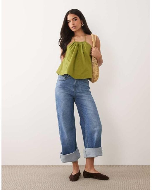 ASOS Green Halterneck Volume Cropped Vest