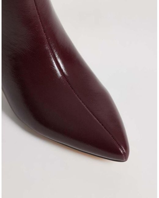London Rebel Purple Claudia Kitten Heel Mid Ankle Boots