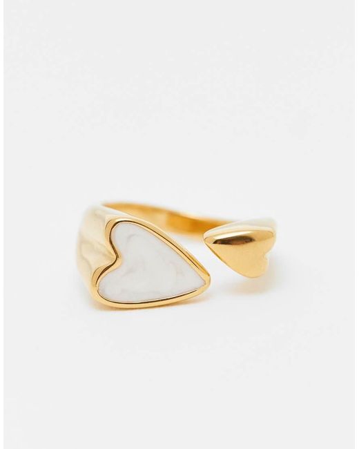 ASOS Waterbestendige Roestvrijstalen Ring Met Hartdetail in het Metallic