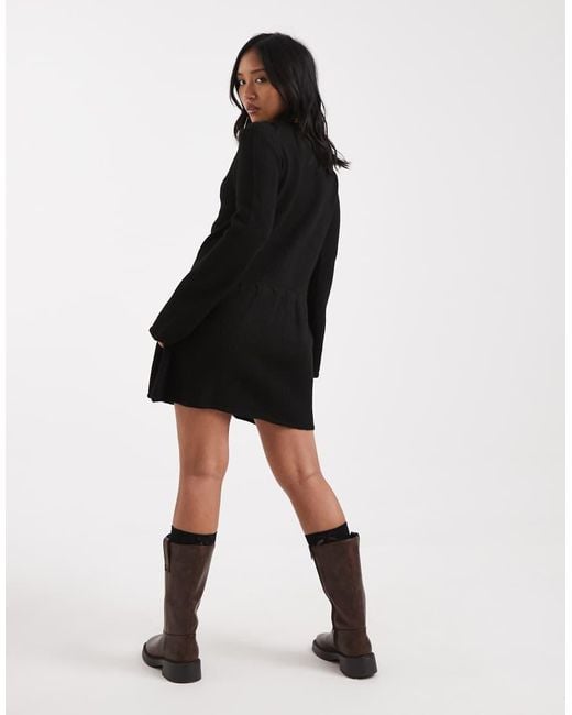 Vero Moda Black Soft Knitted Button Front Mini Dress