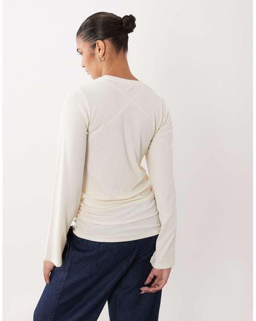 Mama.licious White Mamalicious Maternity Long Sleeve Ruched Detail T-shirt