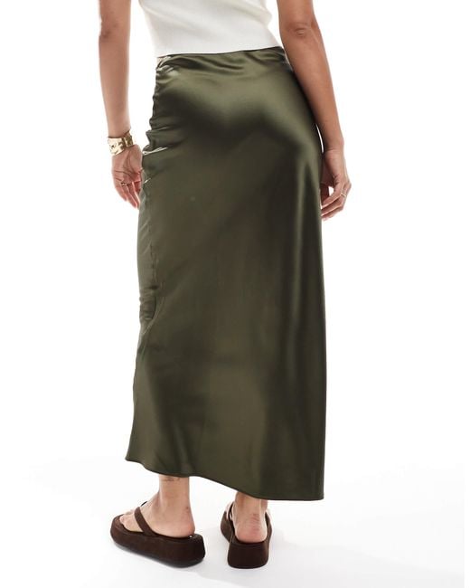 New Look Green – asymmetrischer satin-midirock