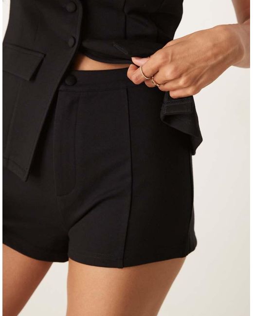 ASOS Black Co-ord Ponte Seamed Hot Pant Short