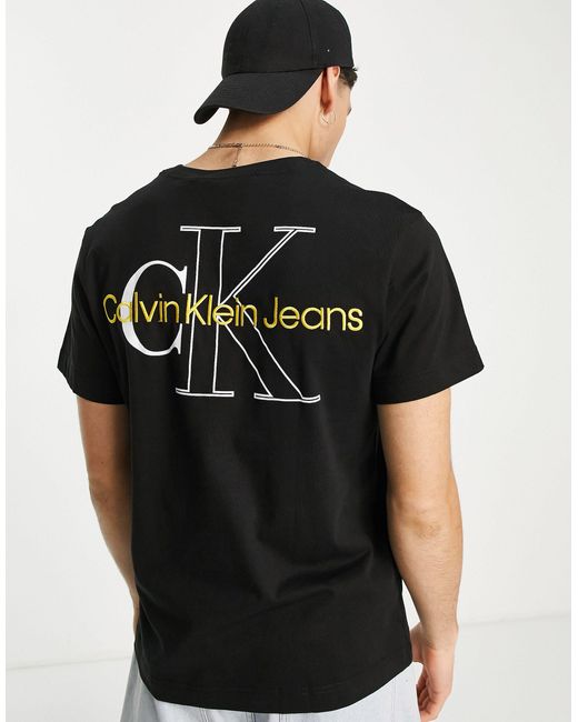 Calvin Klein Denim Monogram Logo Back Print Boxy Fit T-shirt in Black ...