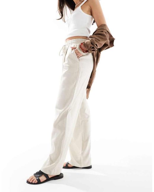 Vero Moda Natural Linen Blend Tie Waist Trousers