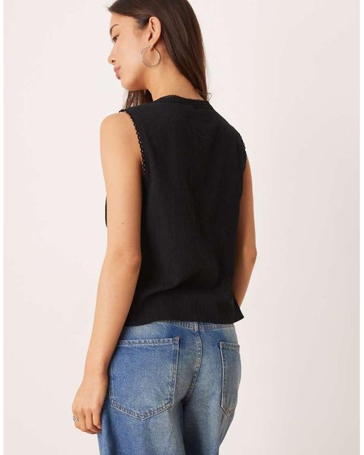 ASOS Black Lace Trim Waistcoat