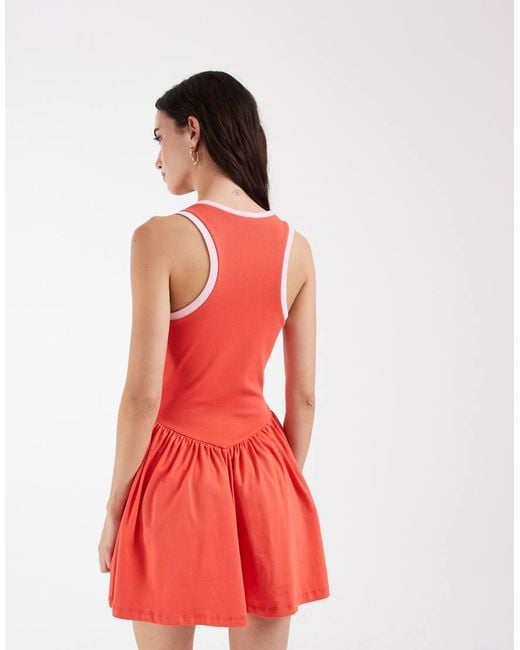 ASOS Red Contrast Trim Mini Dress