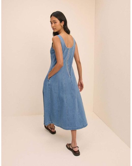 Nobody's Child Blue Mid Wash Denim Rowe Midi Dress