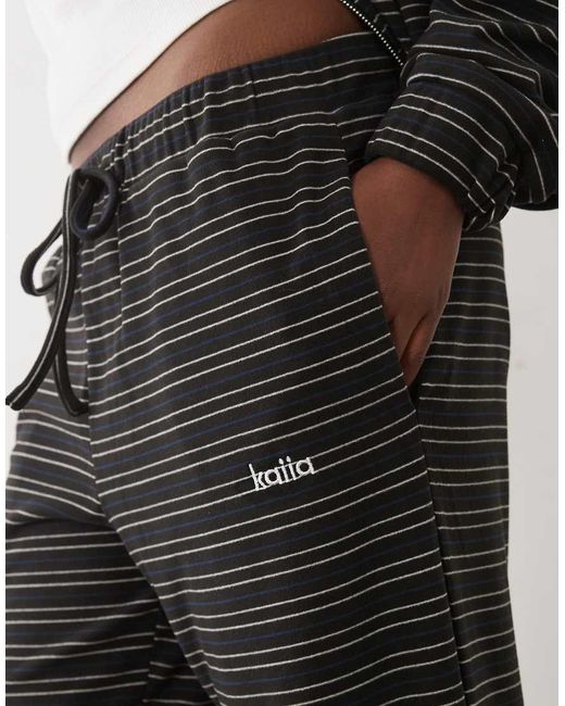 Kaiia Black Jersey Fleece Wide Leg Drawstring Trousers Co-Ord