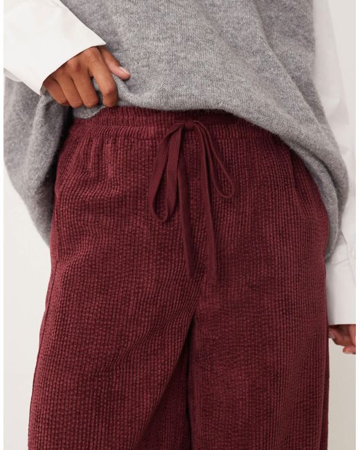 ASOS Red Petite Pull On Barrel Leg Cord Trousers