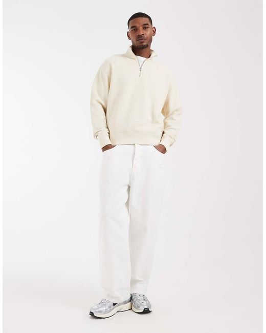 Tommy Hilfiger White Waffle Texture Relaxed Fit Sweatshirt for men