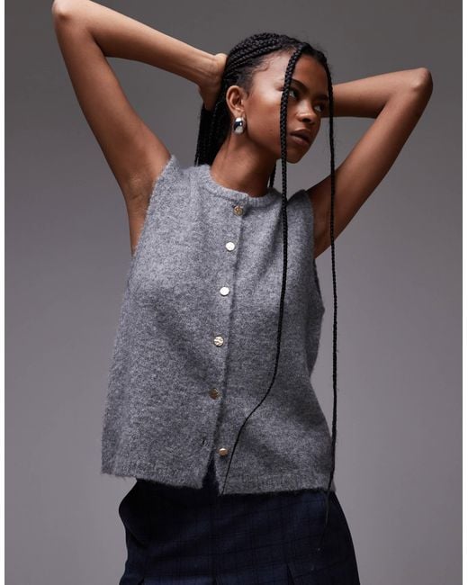 TOPSHOP Gray – strick-tanktop