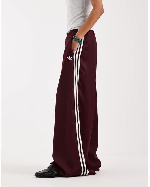 Adidas Originals Red Satin Wide Leg Track Pants