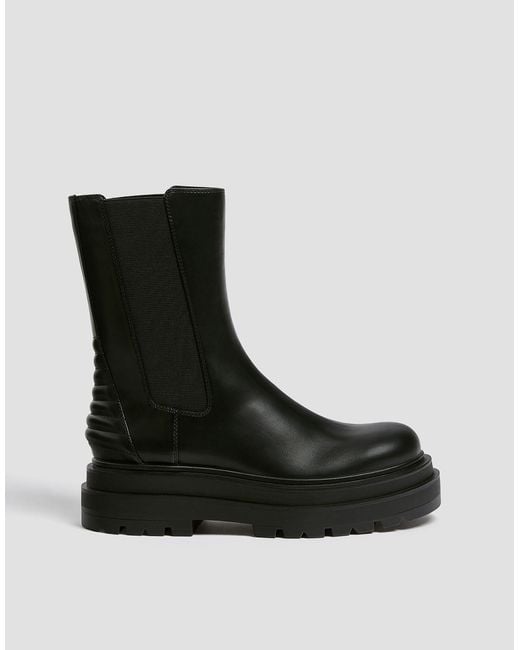 Pull&Bear Padded Chunky Chelsea Boots in Black | Lyst