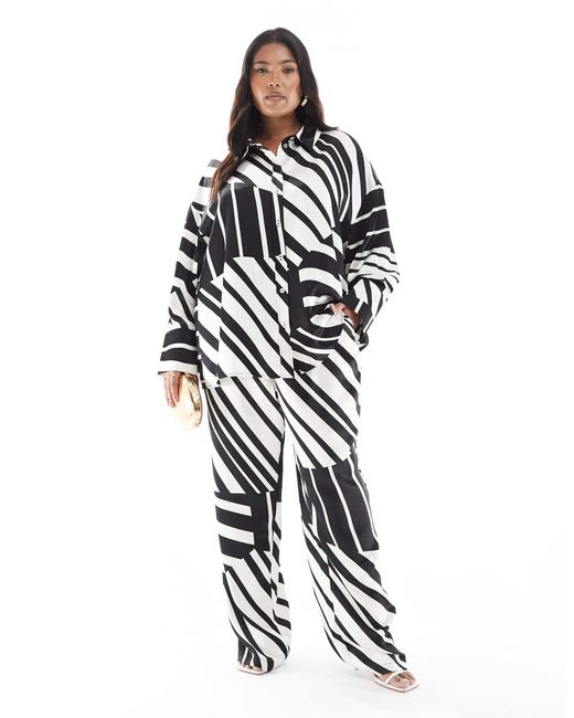 4th & Reckless White – gemusterte satin-hemdbluse