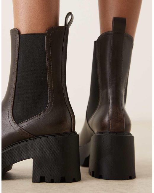 ASOS Black Wide Fit Rae Chunky Heeled Chelsea Boots