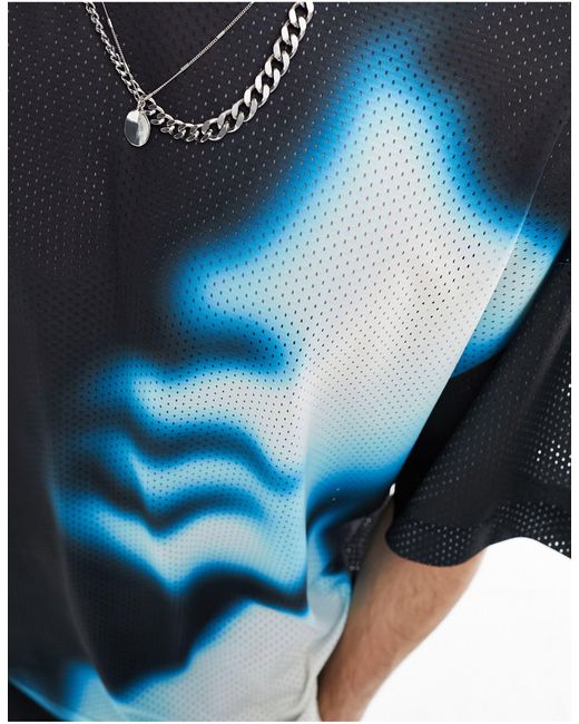 Collusion – air-tex – t-shirt im skater-schnitt mit gesichtsgrafik in Black für Herren
