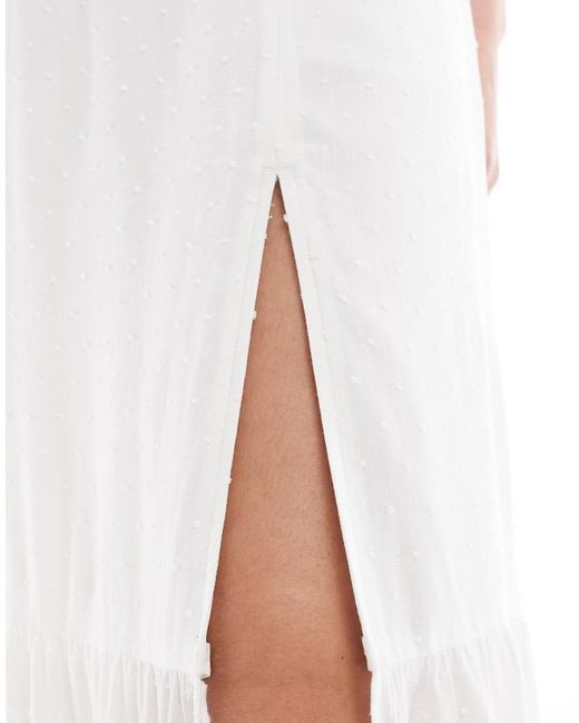 Hollister White Square Neck Babydoll Maxi Dress With A Slit