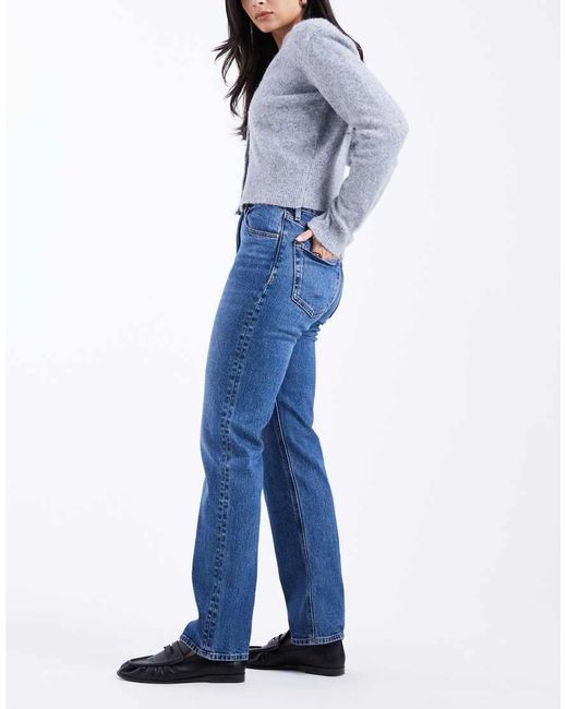 Vaqueros Azules De Corte Rectos Y Talle Alto Con Lavado Medio De Calvin Klein de color Blue