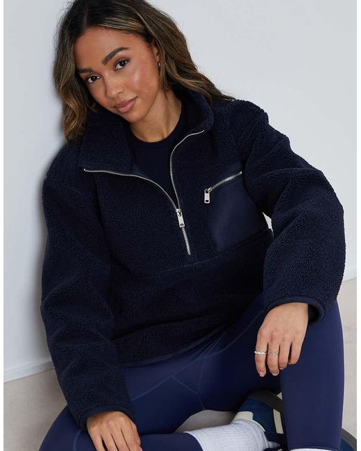 Threadbare Blue Half Zip Borg Fleece