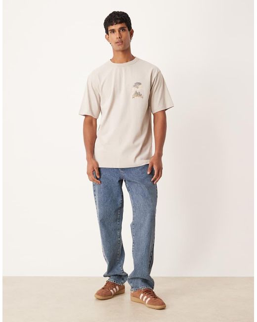 ASOS Natural Heavyweight Relaxed T-shirt With Scenic Graphic for men