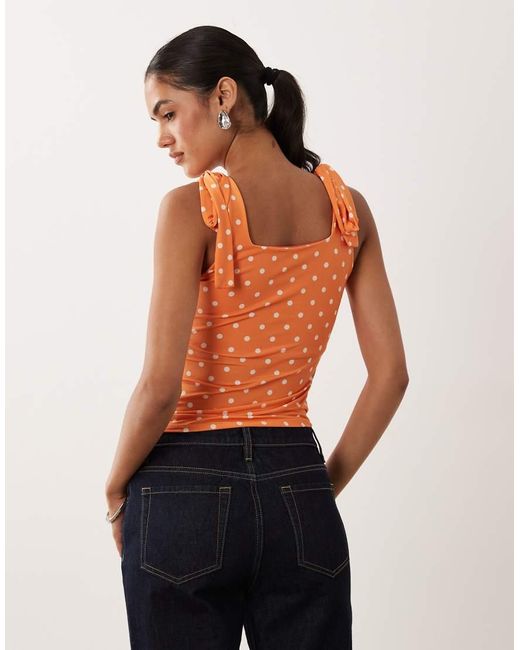 Miss Selfridge Orange Tie Shoulder Top