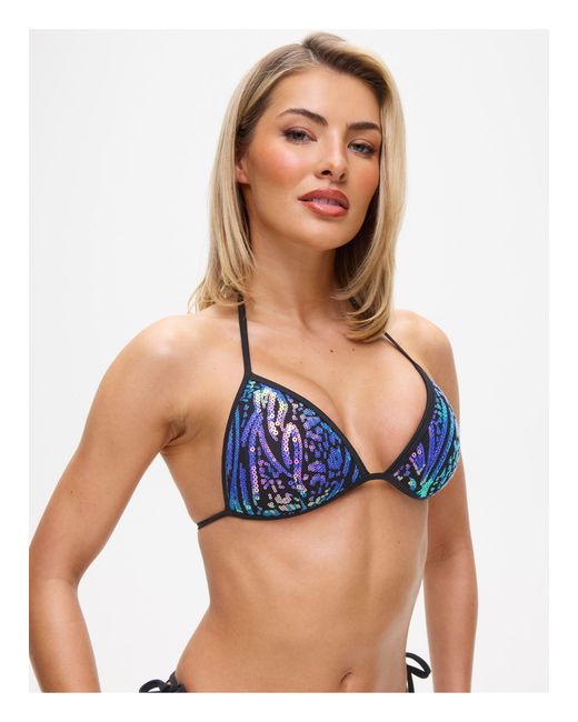 Ann Summers Blue Sultry Heat Sparkle Triangle Bikini Top