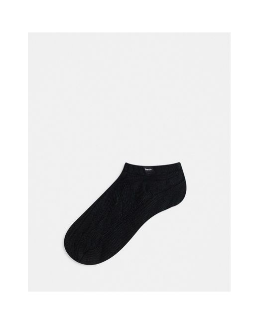 Bench Black Garton Sherpa Lined Solid Cable Knit Ankle Slipper Socks for men