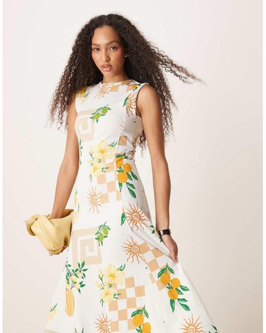 ASOS Natural Cotton Sleeveless Midi Sundress