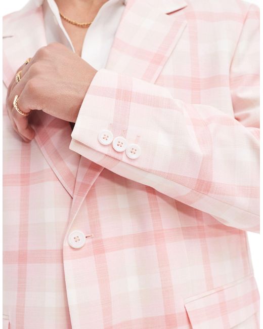 Viggo Pink Eriksen Checked Suit Jacket for men