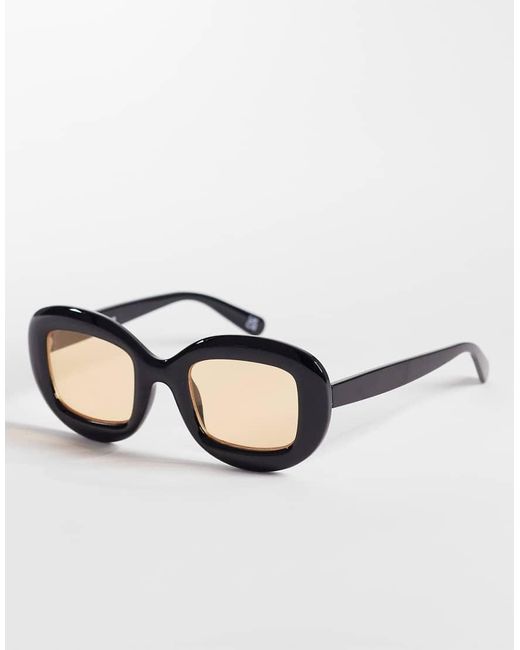 Reclaimed Vintage Natural Oversized Circle Glasses With Tonal Lens