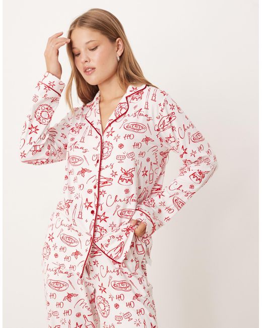 Threadbare Pink Long Sleeve Christmas Pyjamas
