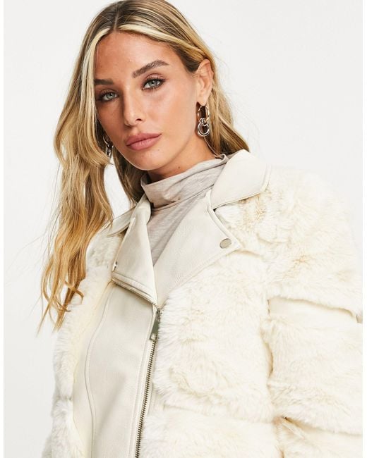 River island fur biker jacket shop