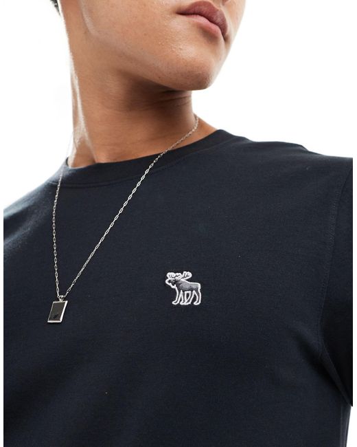 Camiseta negra con logo en relieve icon Abercrombie & Fitch de hombre de color Blue