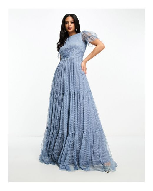 Beauut Blue Bridesmaid Tulle Maxi Dress